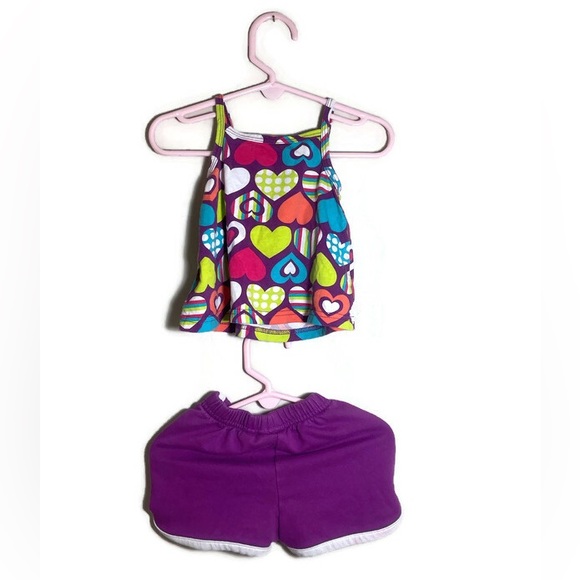 2/$10 Sale! Kids Korner Purple Tank Top and Shorts Set Size 9 Months - Picture 2 of 11